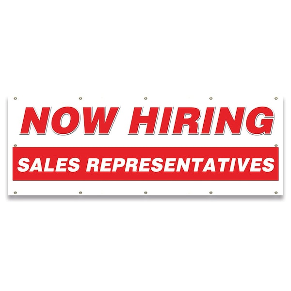 Now Hiring Sales Representatives Banner Apply Inside Accepting Application Single Sided